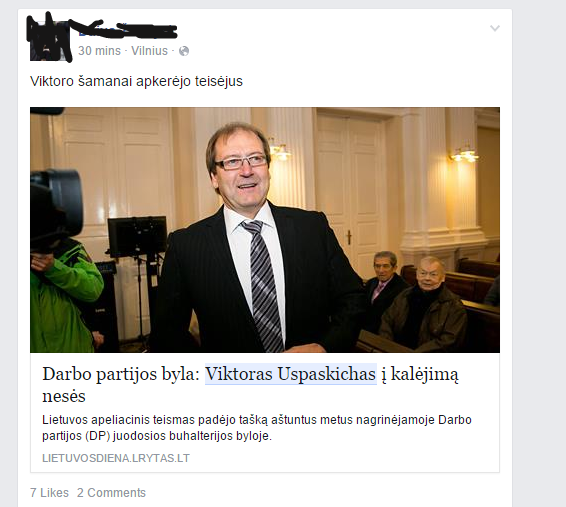 Po švelnaus nuosprendžio - šėlsmas “Facebooke”